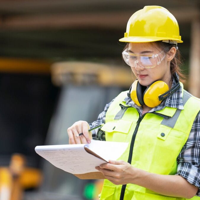 A construction engineer at construction site